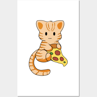 Orange Tabby Cat with Pizza Posters and Art